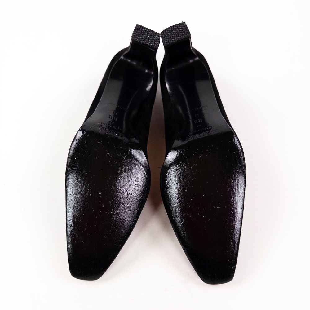 Italian Black Suede Square Toe Pumps Classic Career Heels Ellen Tracy 8.5 - Picture 8 of 8